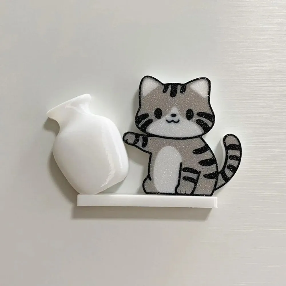 Acrylic Cat Whiskers Collection Ornaments Magnetic Cartoon Cat Hair Storage Memorial Box Cat Refrigerator Sticker