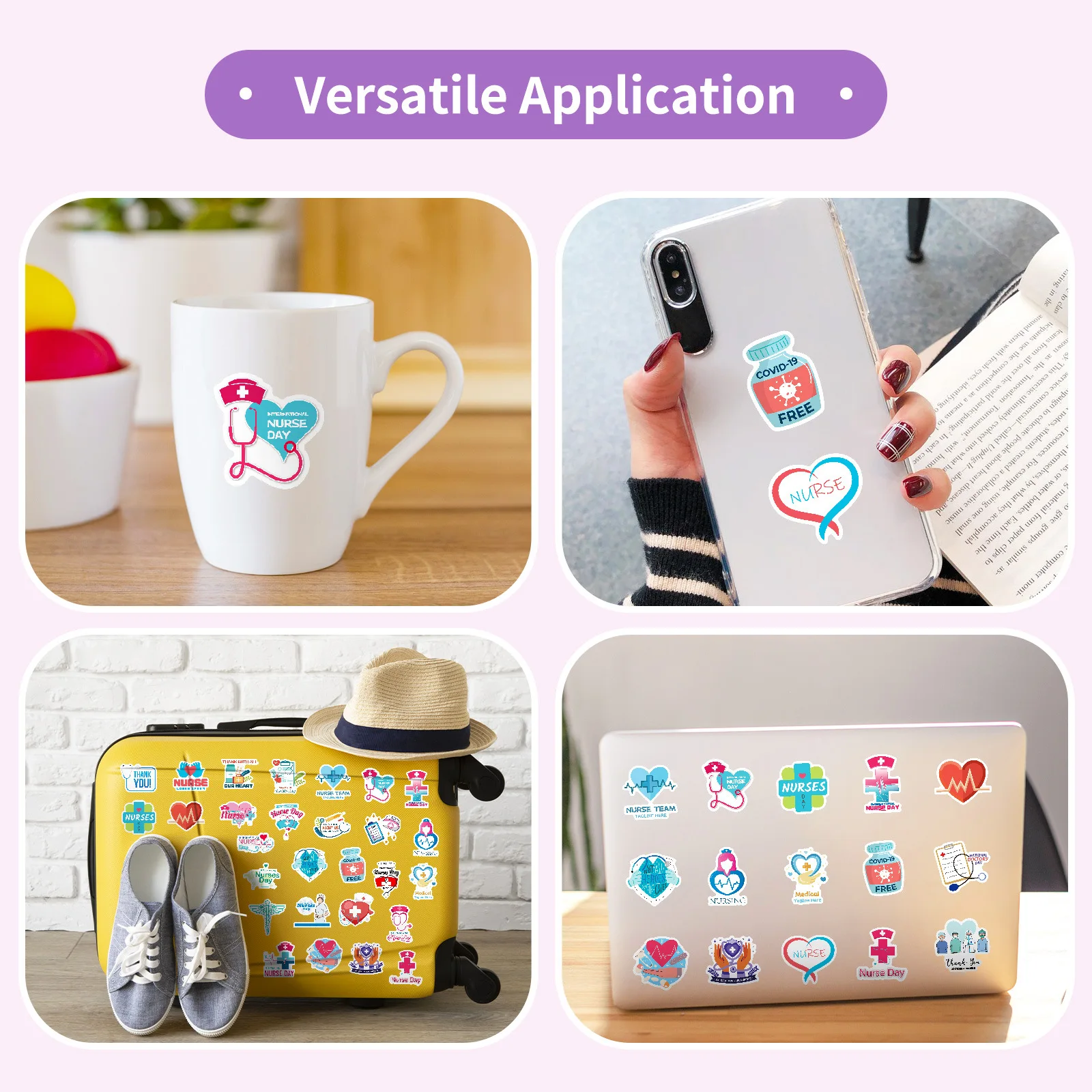 50 stuks verpleegster arts doodle liefde kruis thermometer stethoscoop element decoratieve stickers