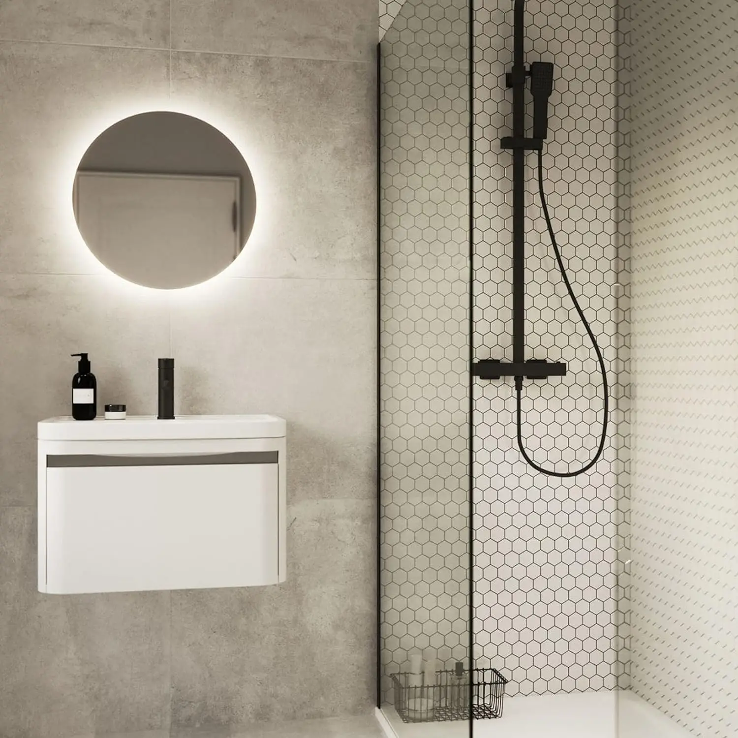 Stainless Steel Two Shower Head Square Thermostatic Shower Mixer Valve, Matt Black Rainfall Thermostatic Shower Set