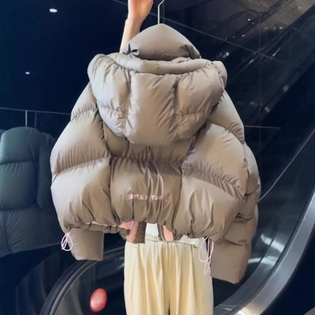 Veste courte en coton pour femmes, kaki, gris, vêtements d'extérieur, Style coréen, tendance, chic, nouveau Style, petite taille, hiver