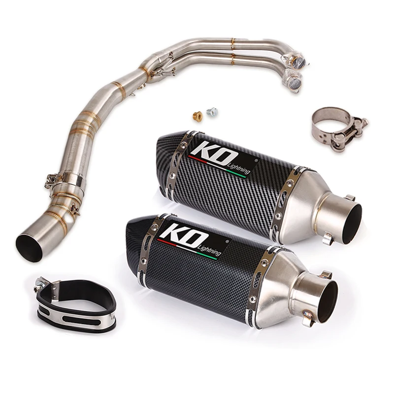 

For Kawasaki Ninja 400 250 2017-2021 Slip On Motorcycle Exhaust System Front Link Tube 51mm Mufflers Tip Removable DB Killer