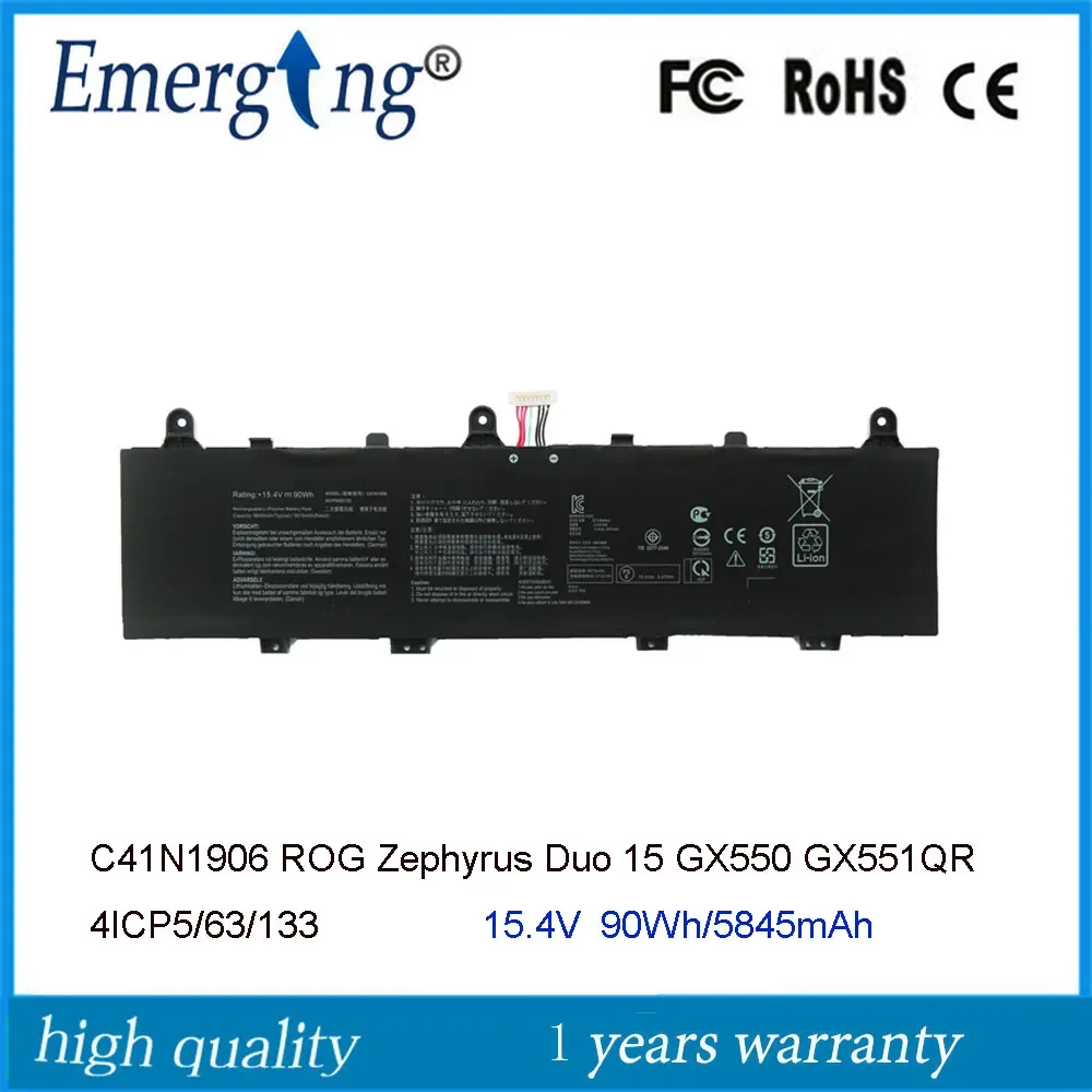 

15.4V 90Wh C41N1906 Laptop Battery For ASUS ROG Zephyrus Duo 15 GX550 GX550LWS GX550LXS GX551Q GX551QM GX551QR GX551QS