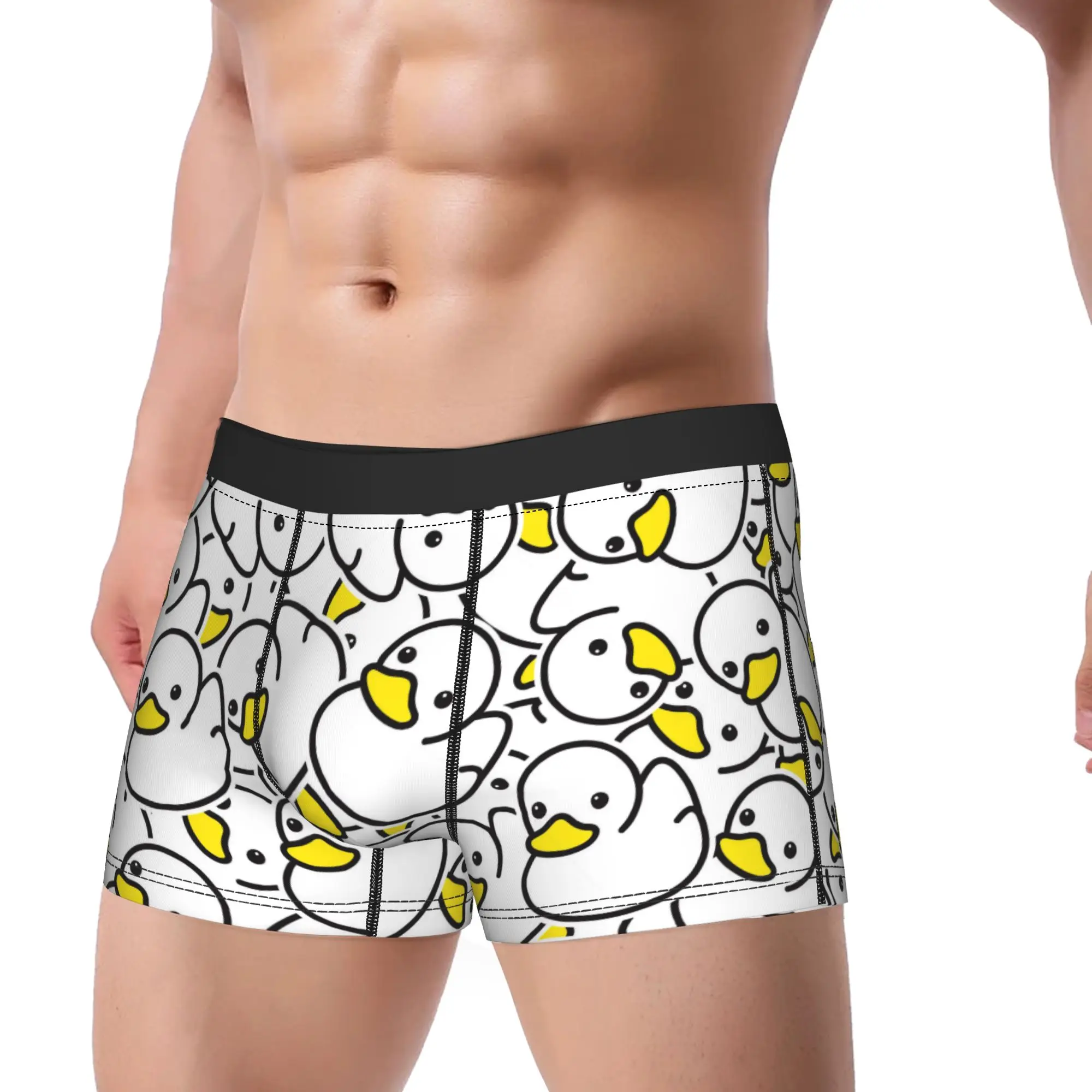 Duck Seamless Pattern Vector Rubber Ducky Boxer Brief  Underwear High Quality Men Breathable Boxer Shorts Plus Size Panties