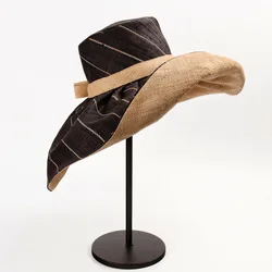 European American Summer Fashion Retro Raffia Big Brim Hat Women Outdoor Beach Sunscreen Straw Hat Show Elegant Luxury Straw Cap