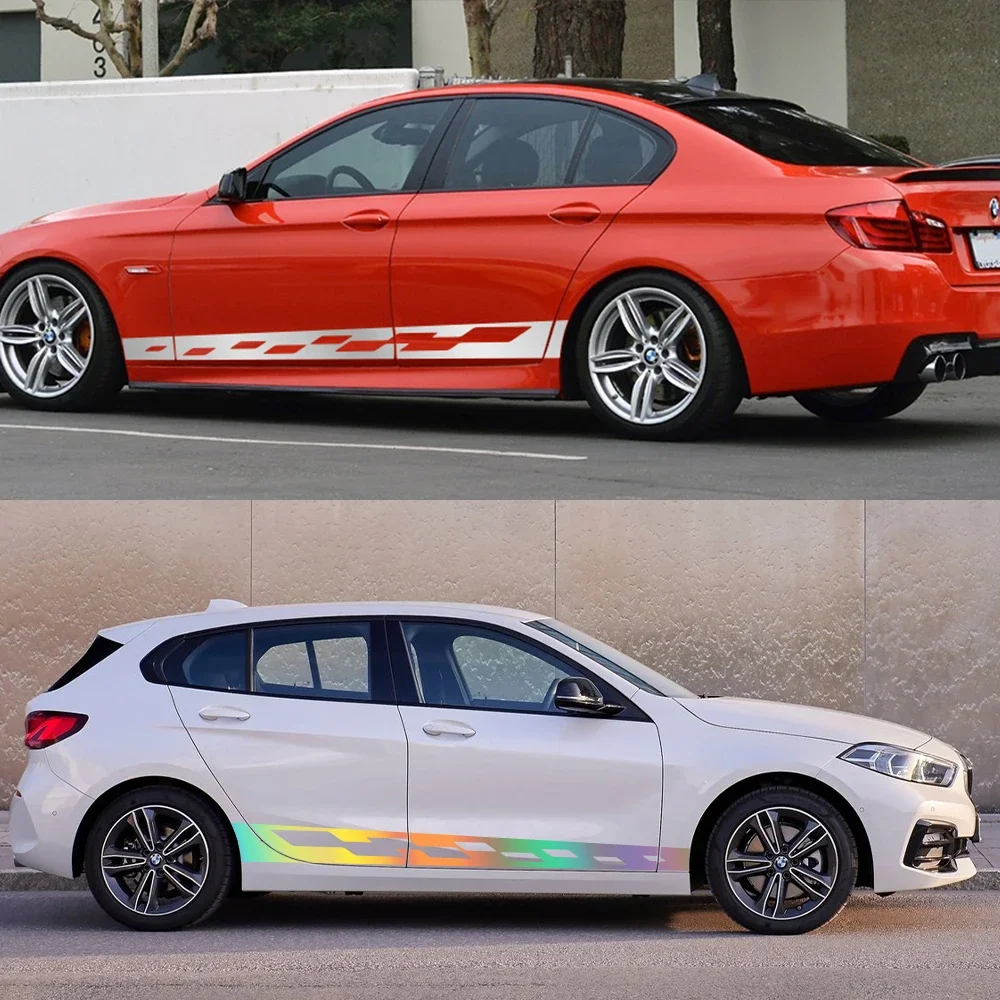 2pcs Car Body Side Stripe Sticker Vinyl Car Decal Suitable For All Car Side Trim Stickers Car Exterior Accessories