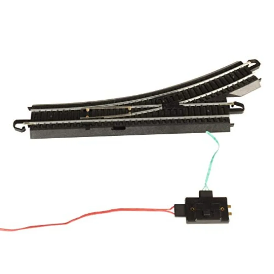 Bachmann Trains - Snap-Fit E-Z TRACK REMOTE TURNOUT - LEFT 1/card - STEEL ALLOY Rail With Black Roadbed - HO Scale