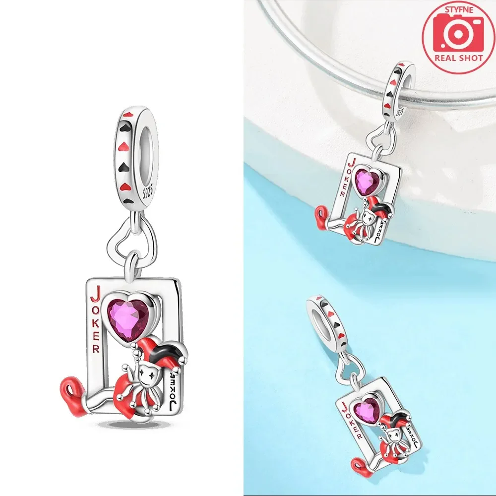 Poker Card Pendant Silver Colors Charm Beads Fit Original Charms Bracelet Beads for Women Jewelry Making Gifts