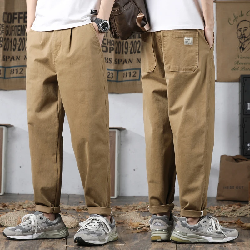 

Мужские брюки в стиле ретро: модные, свободные, повседневные, широкие, зауженные, укороченные, летние, хлопковые, цвета хаки, молодежные, трендовые