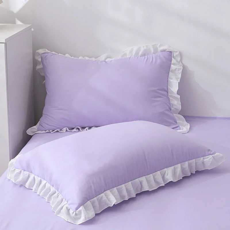 Pillowcase One Pair Solid Color Lace Princess Style Soft Comfortable Home Decor Pillow Cover