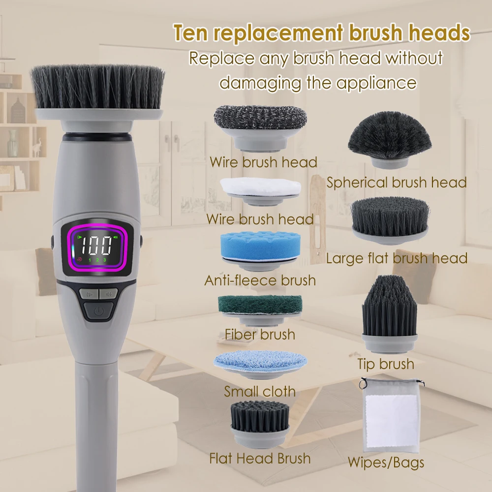 Update Electric Cleaning Brush 10 in 1 Multifunctional Household Wireless Rotatable Cleaning Brush For Bathroom Kitchen Windows