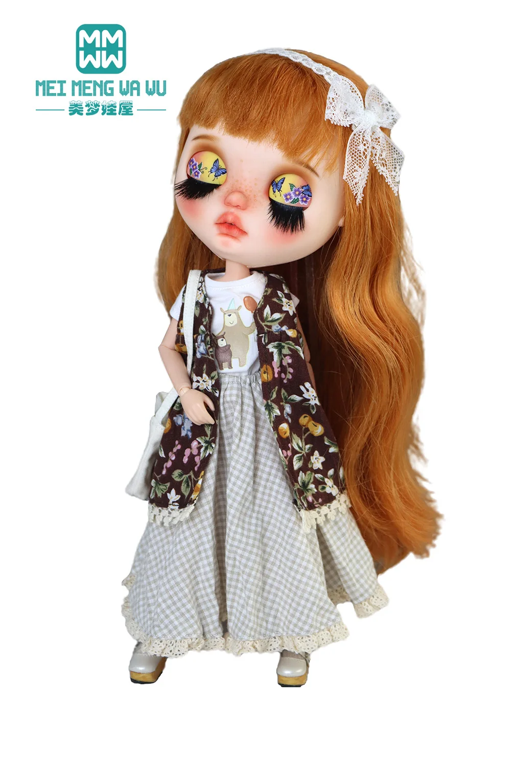 Blyth Azone OB22 OB24 인형 의류 패션 격자 무늬 스커트 티셔츠 소녀 선물