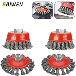 2pcs 75/100mm Screw Twist Knot Wire Wheel Cup Brush For Angle Grinder Steel Wire & Alloy Metals Twisted & Crimped Wire Brushes
