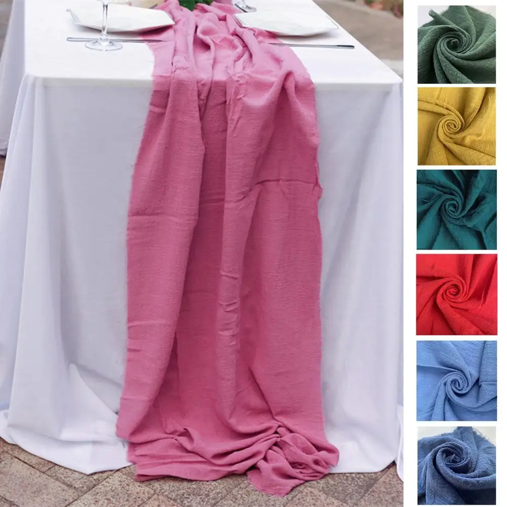 Solid Color Cotton Table Runner Rustic Cotton Table Runner with Fringed Edges Solid Color Farmhouse Dining Table Decor Wedding