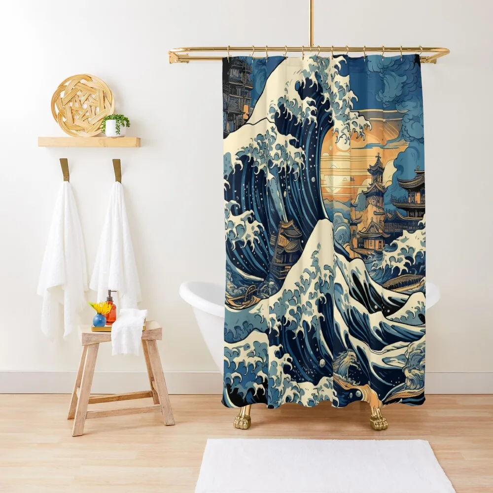 The Great Wave off Kanagawa Shower Curtain Window For Bathroom Bathroom Accessory Transparent Bathroom Shower Curtain