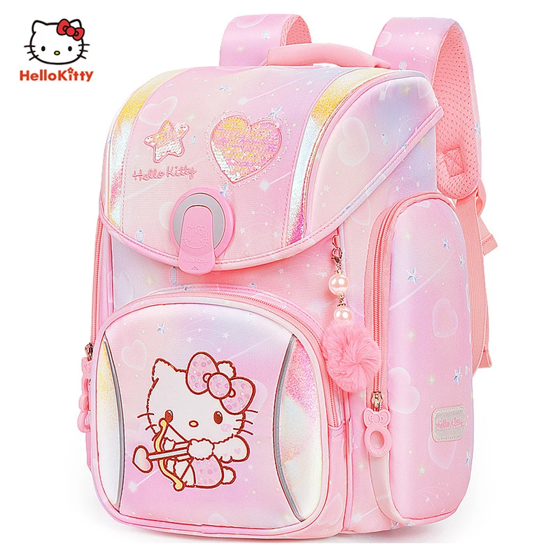 Miniso Hello Kitty Girls Backpack Primary Student Grade 1-3 Schoolbag Pupil School Book Bag Waterproof Child Fahion Cartoon Gift