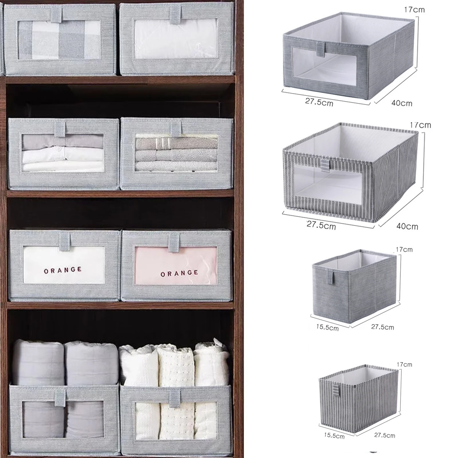 Foldable Non-Woven Fabric Bins Closet Organizers Storage Clothing Bins Large Storage Basket for Organizing Clothing,Jeans,Toys