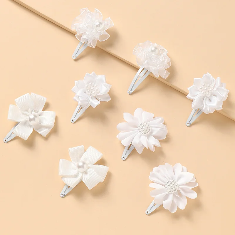 Elegant White Silk Flower Hairpin Side Clips Fairy Floral Headpieces for Bride Wedding Hair Jewelry Women Party Hair Accessories