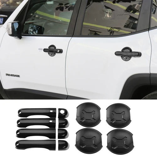 Imagen 1 del producto Cubierta de manija de puerta lateral de coche, manija de puerta, decoración de cuenco para Jeep Renegade 2016 2017 2018 2019 2020 2021 2022, accesorios exteriores