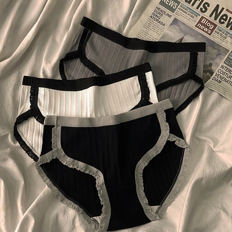 Immagine 3: 1 pz stile sportivo cotone mutandine da donna biancheria intima traspirante pantaloncini a vita media mutande slip tinta unita lingerie sexy corta