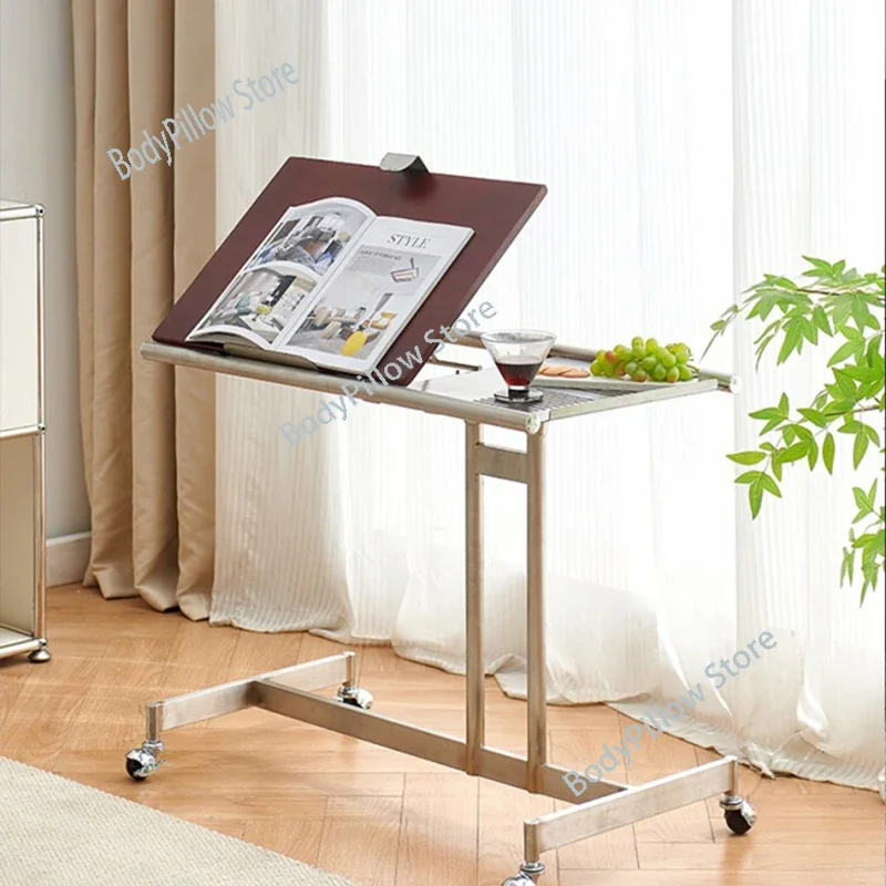 Nordic Retro Style Stainless Steel Coffee Table Mobile Lift Music Stand Cart   Storage Bedside  Sofa Side s