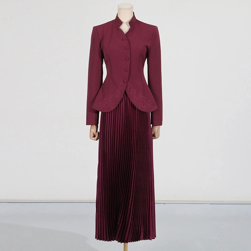 2025, neuer dreidimensionaler Stickerei-Design-Anzug + zweiteiliger Anzug mit Faltenrock mit hoher Taille für Damen – GZXX886