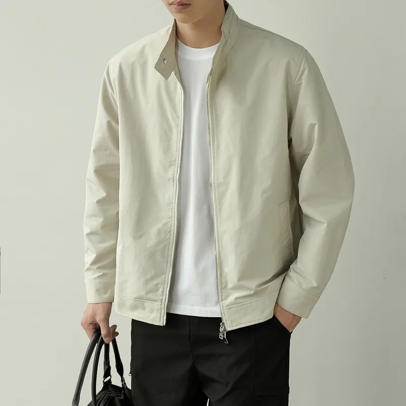 

Men's Baseball Jaet Pilot Zipper Simple Busin Outerwear Casual Spring Autumn Faionable Waterproof Long Sve Coat