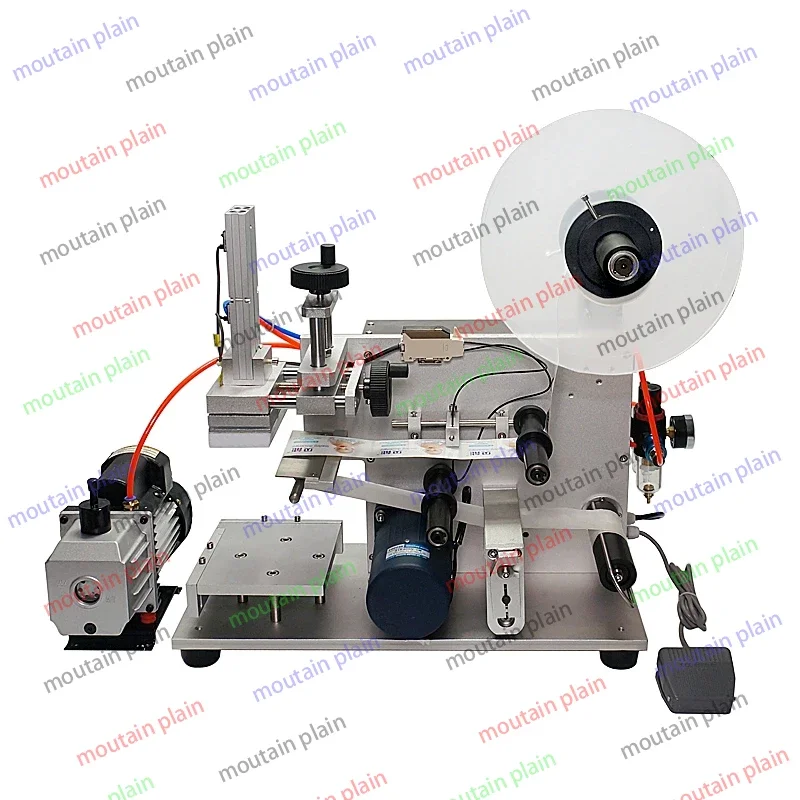 

Semi Automatic Pneumatic Flat Wrapping Labeling Machine, Label Dispenser Equipment Jar Cans Bottle Labeling Device LT-60