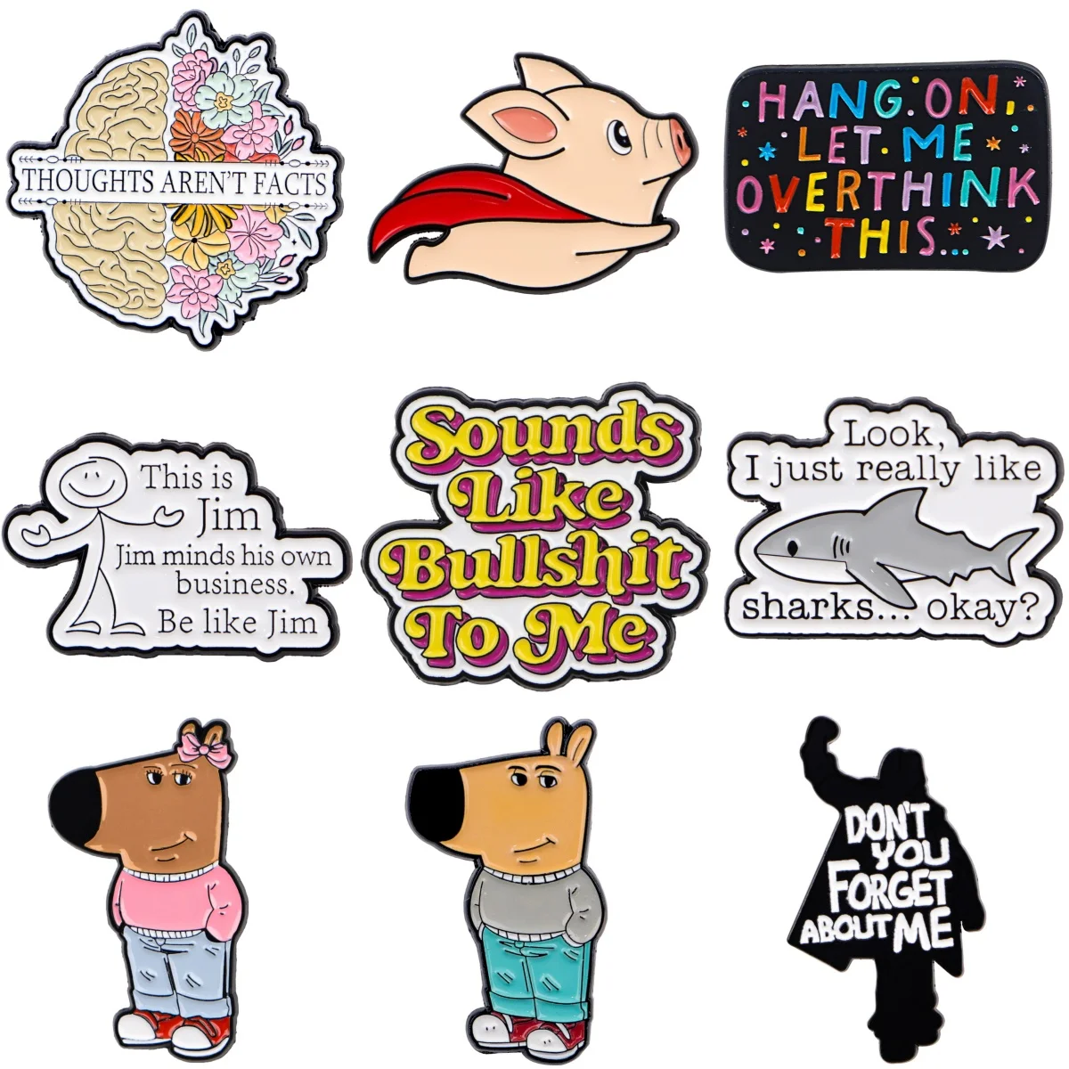 لطيف القرش دبابيس للنساء كول غي المينا دبوس الدماغ يقتبس شارة معدنية مجوهرات الملابس على ظهره اكسسوارات الأصدقاء هدية #1