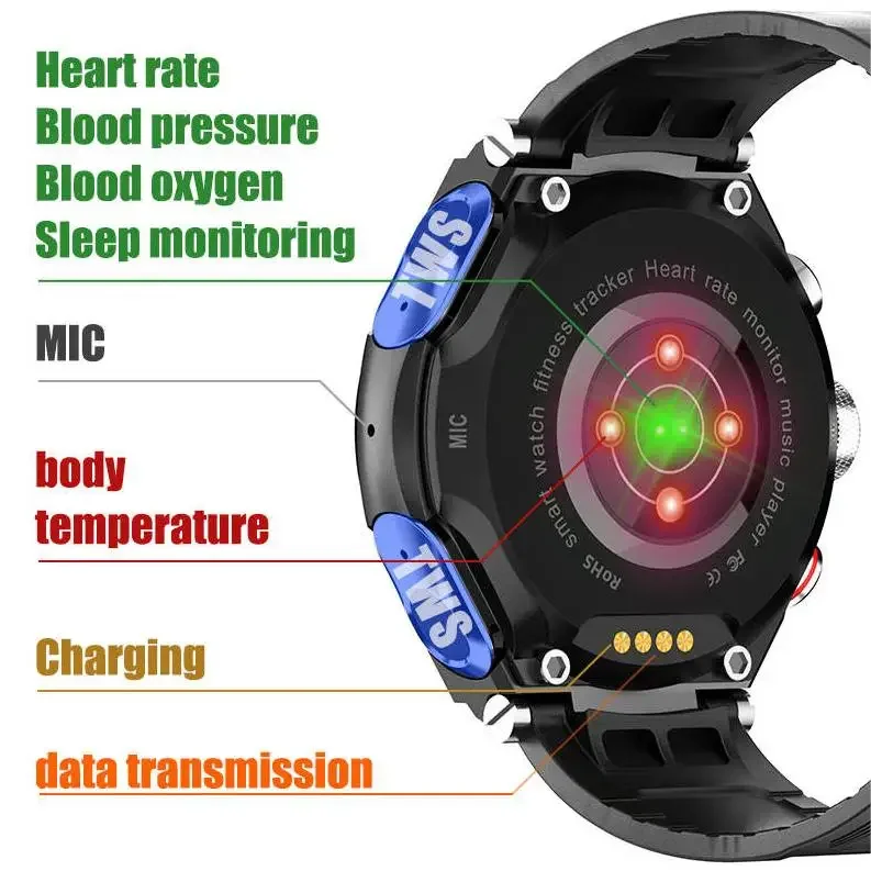 FOR T92 smartwatch with earphone 2 in 1 TWS 1.28-inch full touch screen 470mah sports health monitoring fashion smart watch