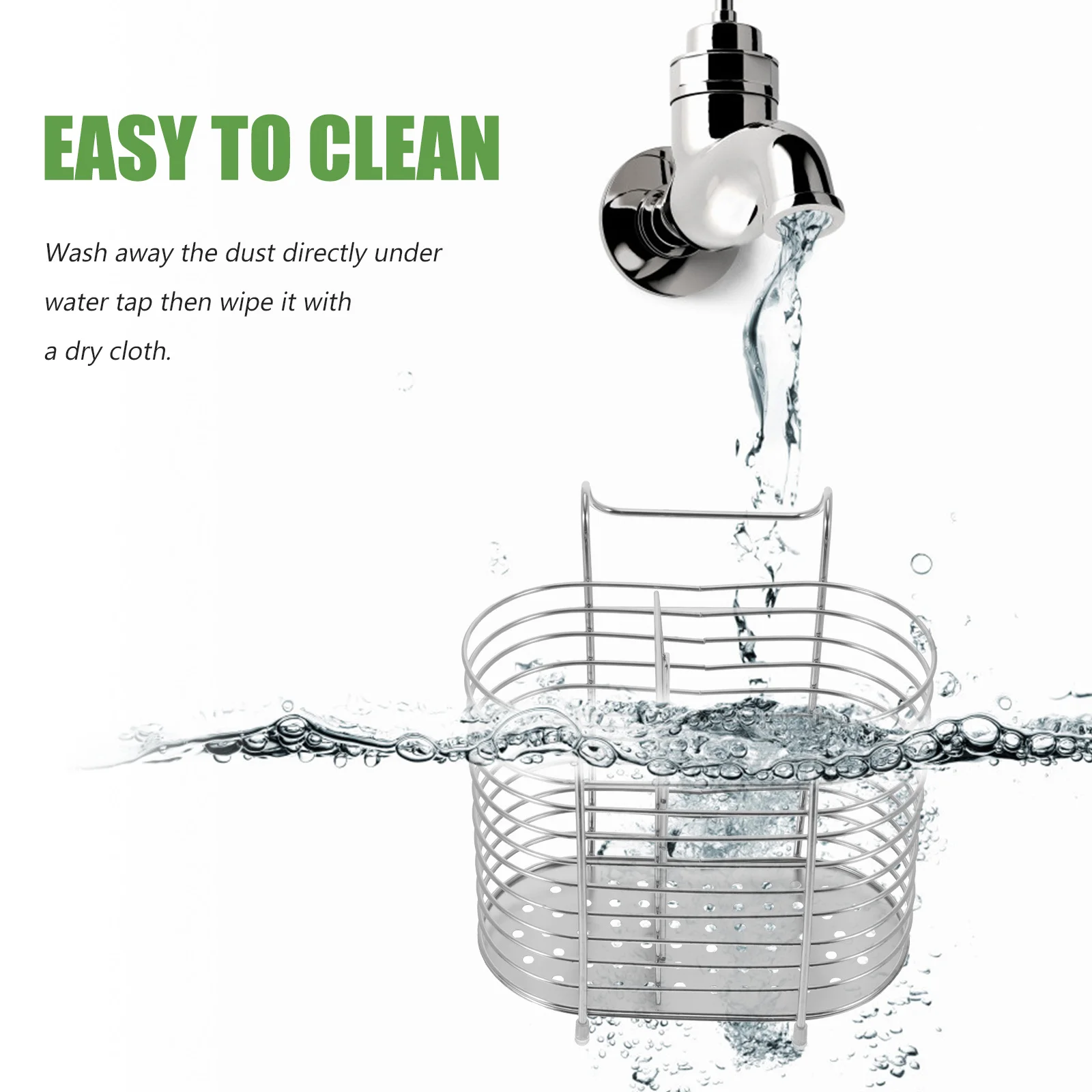 

1pc Stainless Steel Drain Rack Kitchen Utensil Holder Back Hanging Design Space Saving Chopsticks Storage Rack Draining