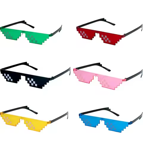 Fashion Mosaic Sunglasses Cool Party Vintage Shades Eyewear For Men Pixelated Sunglasses Funny Women Glasses Funny Toys Gift