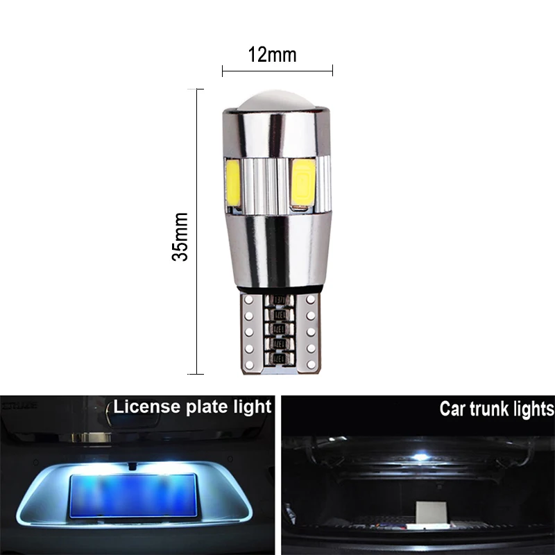 6x T10 W5W LED Blub CANBLUS Super bright Car Interior Light Auto Styling 12V License Plate Turn signal Lamps Error Free 194 5W5