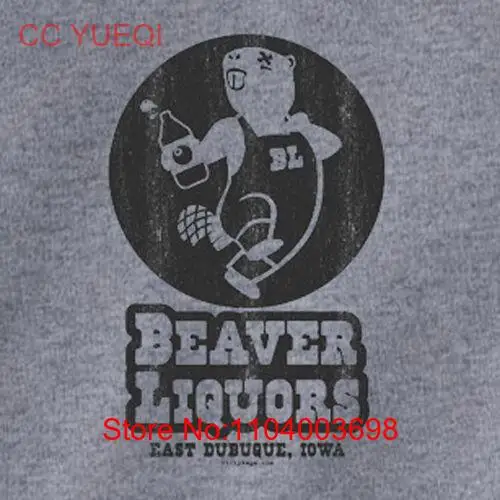 Beaver Liquors tee Funny Booze East Dubuque Iowa Mens Geek T-shirt