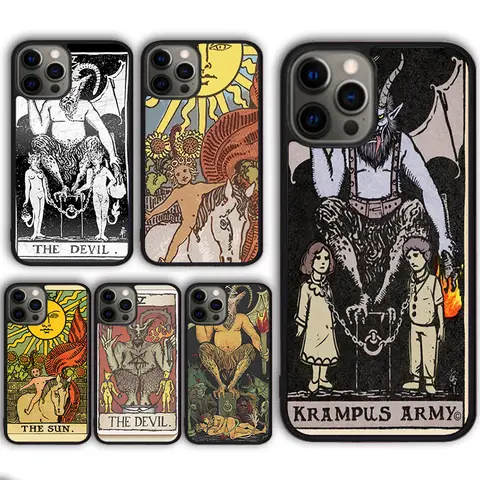 타로 카드 악마 휴대폰 케이스 커버, 아이폰 16, 15, SE2020, 13, 14, 11, 12, 미니 프로 맥스, 맥스, 6, 7, 8 플러스, 코크 펀다스 쉘