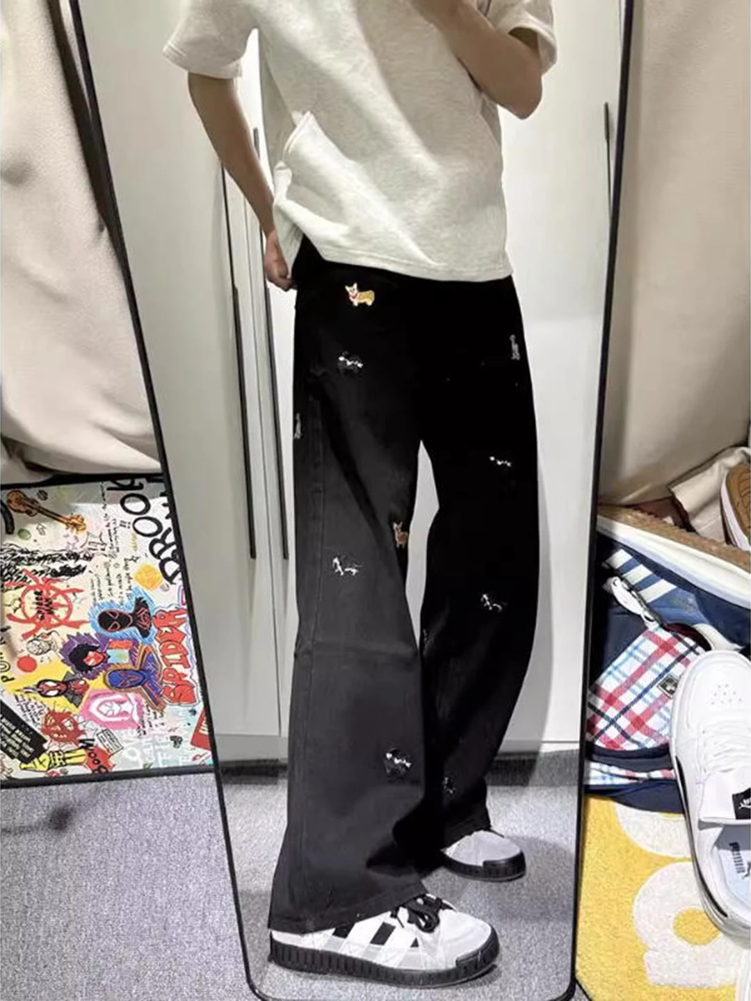 

Мужские джинсы Cleanfit American Sle с вышивкой, осенние, прямого кроя, зауженные, повседневные, свободного кроя