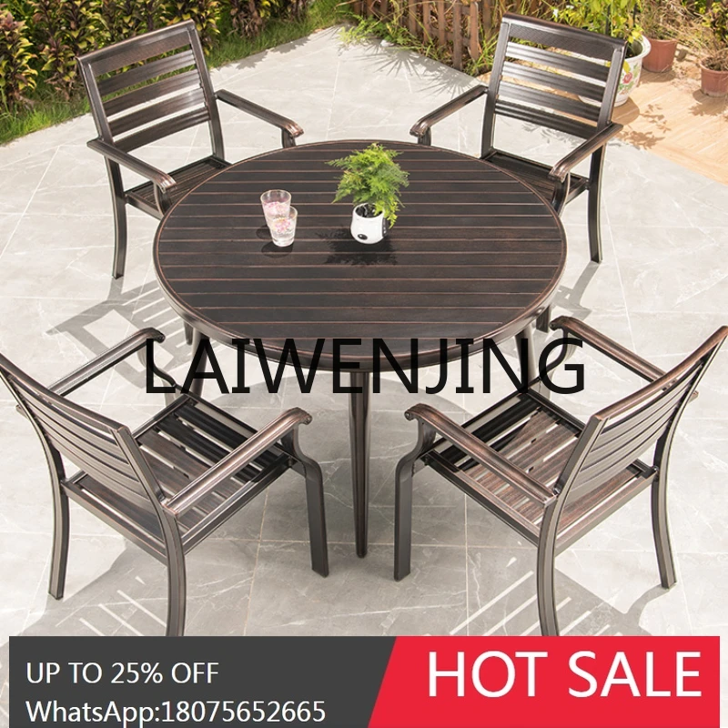 

RWJ Outdoor Courtyard Aluminum Alloy Retractable Long Balcony Outdoor Retractable Table and Chair Combination