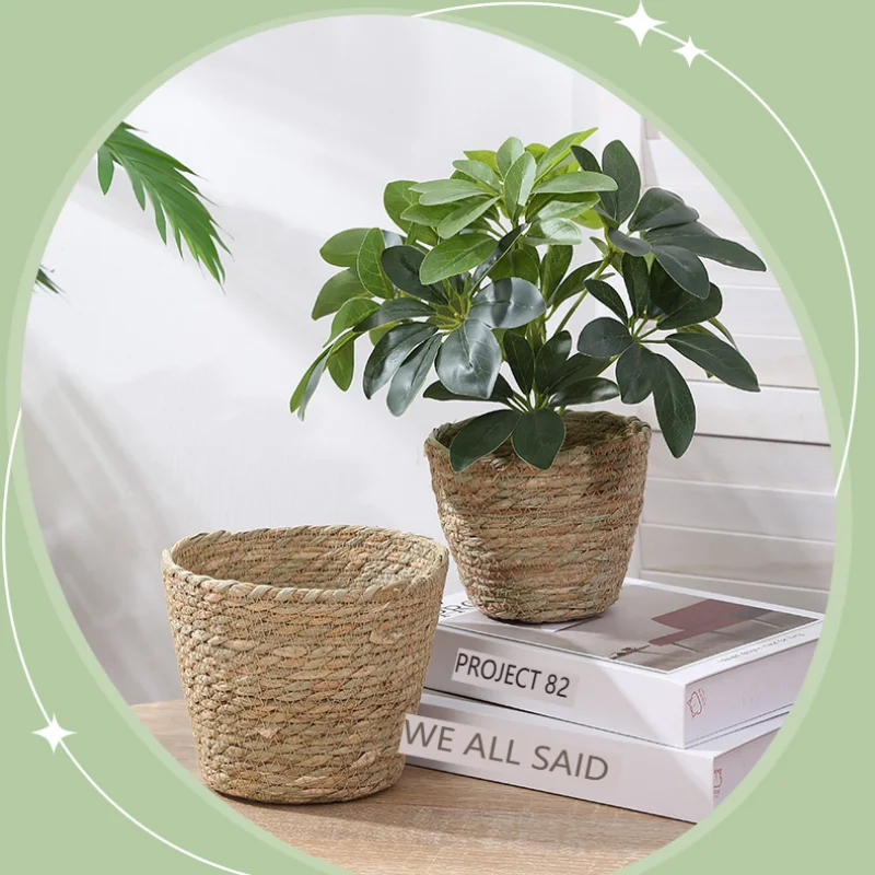 

Dropshipiing Woven Clothing Storage Basket Grass Flower Pot Basket Indoor Balcony Planter Home Gardening Decorative Basket