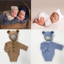 Newborn Photography Outfit Knitted Wool Baby Romper and Hat Photo shoot Props