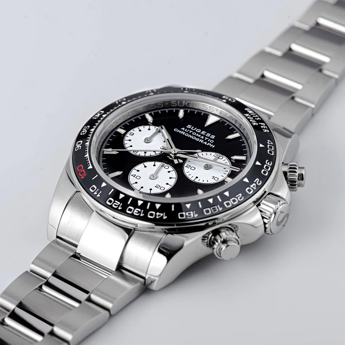 Sugess Panda Chronograph Uhrwerk Automatische mechanische Chronograph Armbanduhr Wasserdicht Tauchen Herrenuhren Keramiklünette Tona – Detail 14