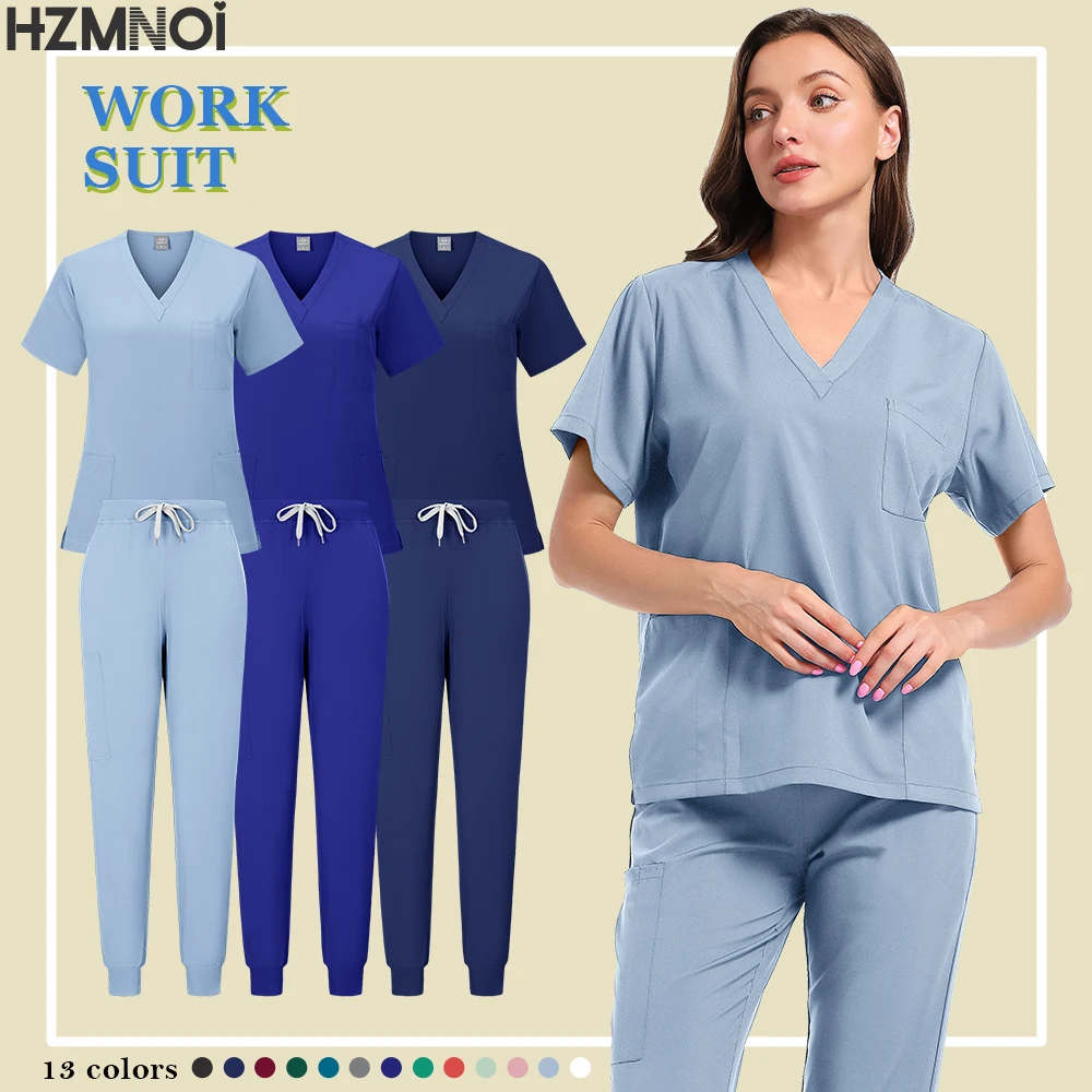 Wholesale Scrubs Uniforms Sets Medical Scrub Stretch Suit Healthcare Nursing Articles Unisex Surgical Uniforms Woman Men Uniform