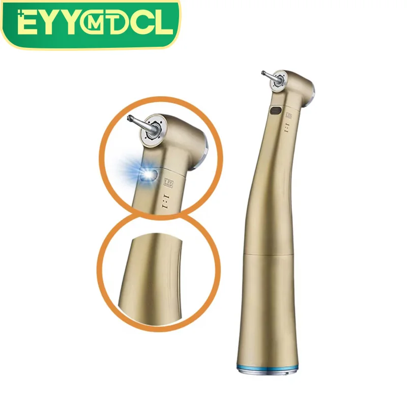 

EYY Air Turbine Low Speed Handpiece Contra Angle LED Electric Fiber Optical Handpiece Ratio 1:1 Blue Ring Dental Instrument