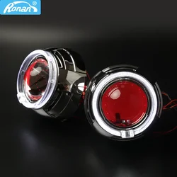 Ronan 3.0'' Pro Metal Lens Headlight Bi-Xenon Retrofit Projector Colorful Devil LED Angel Eyes Upgrade H4 H7 Headlight Using H1