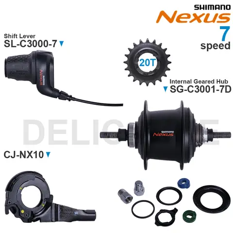 SHIMANO NEXUS Internal Geared Hub SG-C3001-7D  and  Shift Lever SL-C3000-7 CJ-NX10 7-speed Original parts