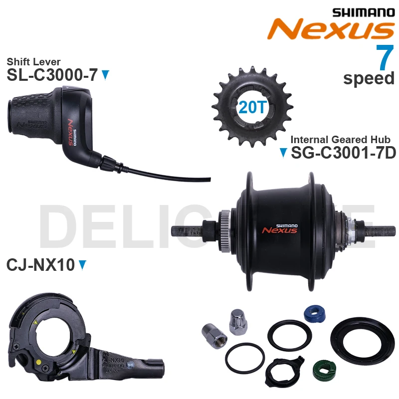 SHIMANO NEXUS Internal Geared Hub SG-C3001-7D and Shift Lever SL