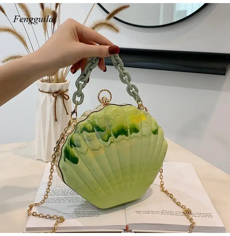 Shell Shape Party Clutch Bag Evening Bag 2021 New Elegant Crossbody Bag for Women Shoulder Chain Bag Chic Purses and Handbags