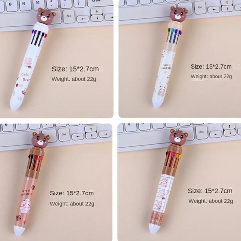 Cartoon Bear Ten Color Ballpoint Pen Cute Press Hand Account Writing Pen Students Learn to Write Stationery Holiday Gifts