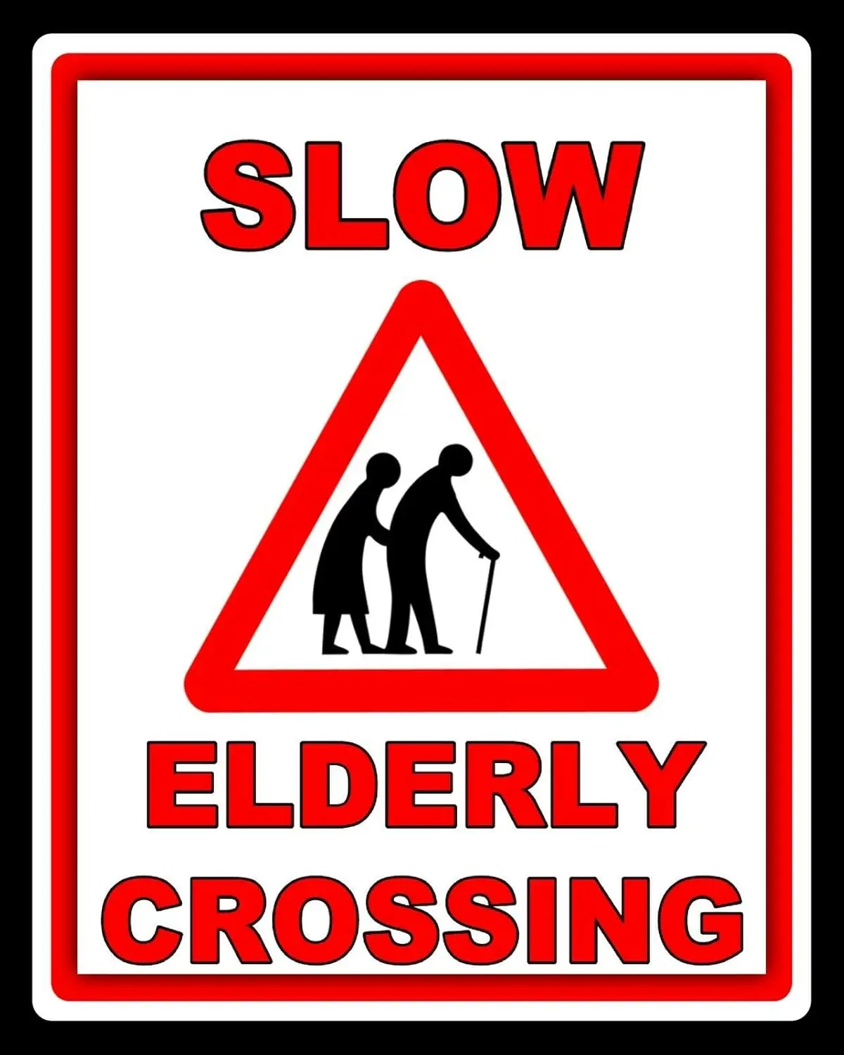 12X 8 Slow Elderly Crossing The Road Old People Metal Plaque Tin Sign