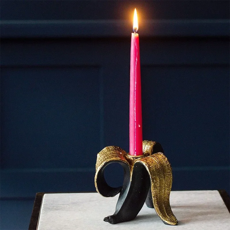 

16wwA1 Resin Handicrafts Golden Banana Candlestick Candle Holder Candle Stick Holder Wedding Centerpieces Home Decoration