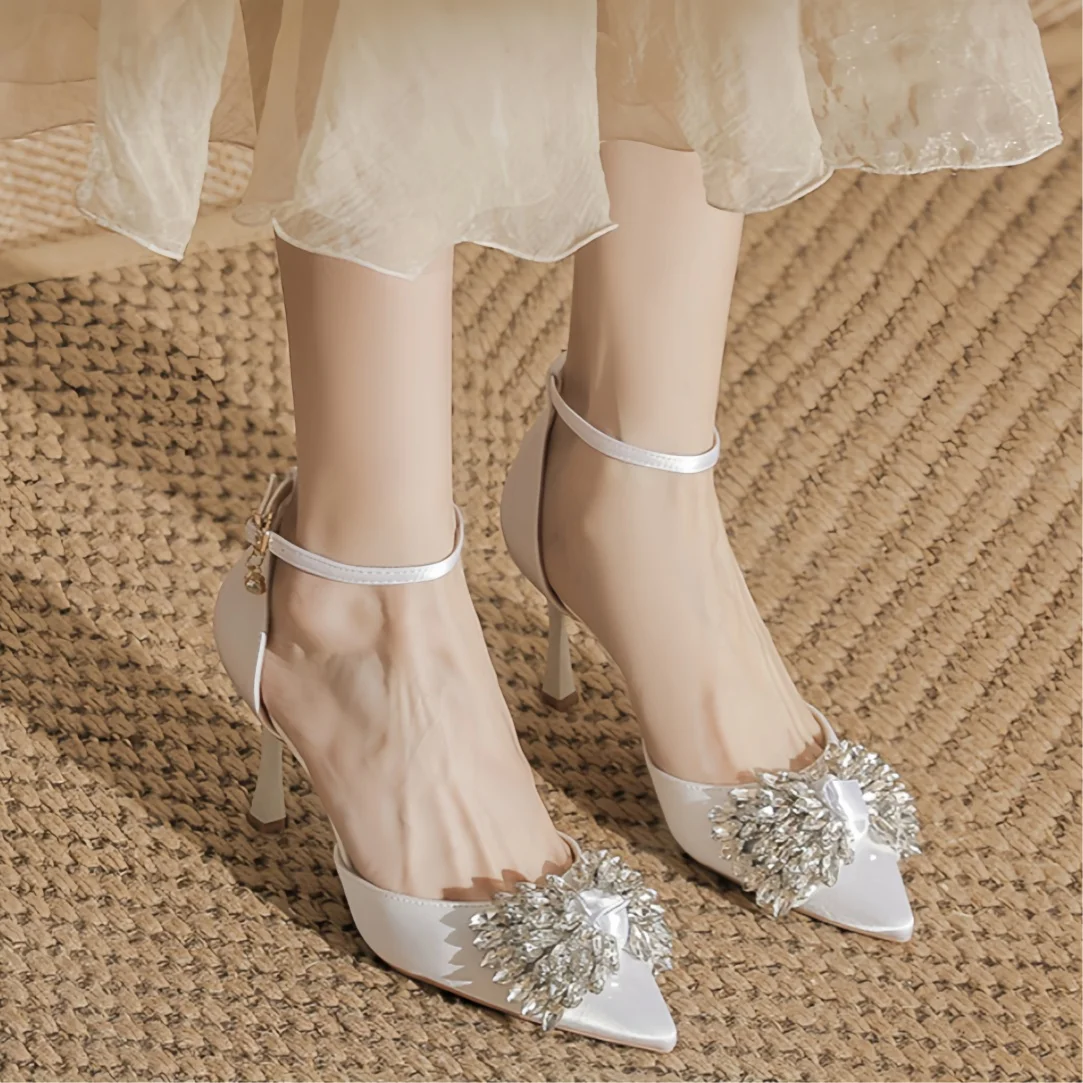 Advanced Banquet Style Women's Shoes Exquisite Elegant Single Shoes Luxury High-End High Heels Sharp Pointed Fine Heeled Sandals