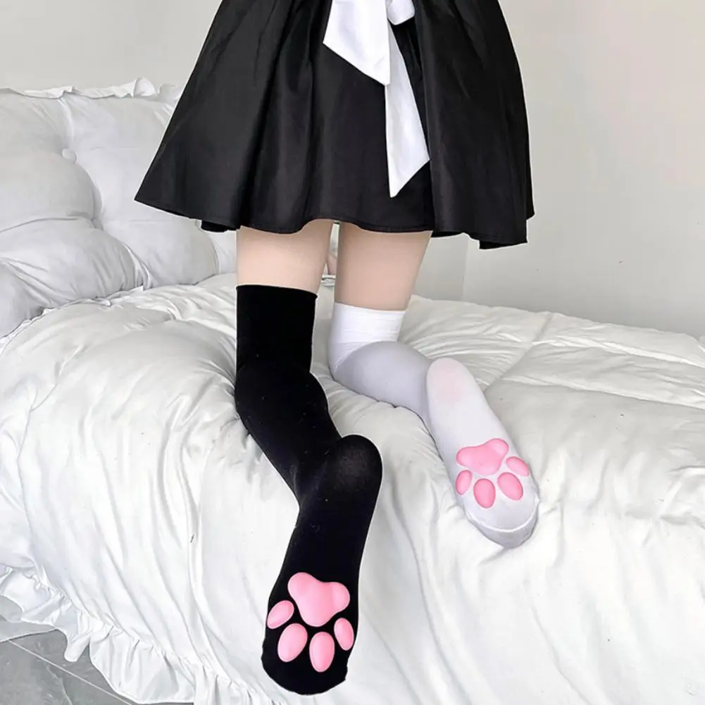 

Elastic Thigh High Socks Women's Cat Paw Thigh High Socks with 3d Toe Beans Silicone Grips Cosplay for Women for Cosplay